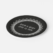 Kreislauffläche auf schwarzem Leder Pappteller (Schrägansicht)