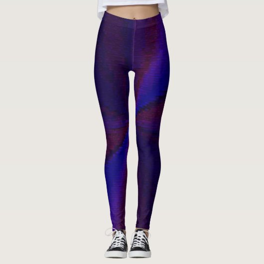 Kreislaufpatchwork Blau bis Lila Leggings (Vorderseite)