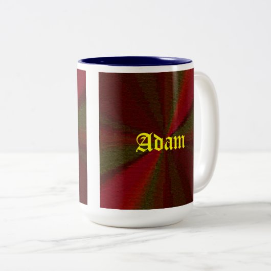 Kreislaufpatchwork Rot bis Grün Zweifarbige Tasse (VorderseiteRechts)