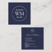 Kreismoderne quadratische zuerstmarine - quadratische visitenkarte (Vorne/Hinten)