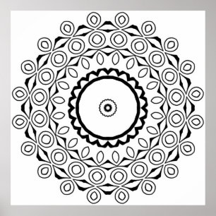 Kreismotiv-Mandala mit umlaufenden ovalen Formen Poster