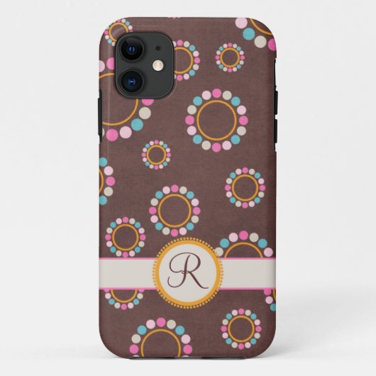 Kreismuster mit Tupfen Monogramm Case-Mate iPhone Hülle (Rückseite)