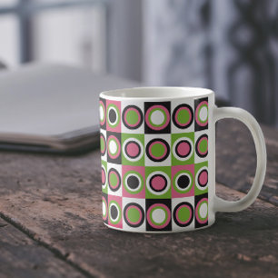 Kreismuster Retro Pink Schwarz Grün Weiß Kaffeetasse