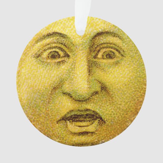 Kreisornament - Gelber Vintage-Mond-Mann Ornament (Vorderseite)