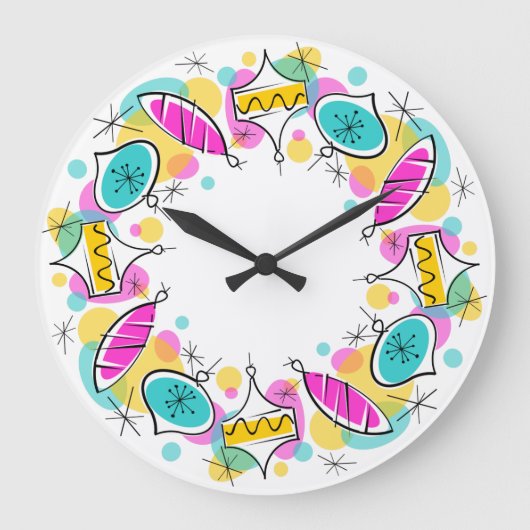 Kreisuhr für Retro Tree Baubles Große Wanduhr (Vorderseite)