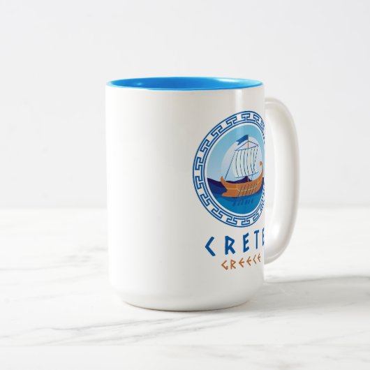 Kreta, Griechenland, griechisches Schiffsdesign Zweifarbige Tasse (VorderseiteRechts)