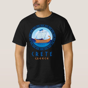 Kreta, Griechenland, griechisches Schiffsmuster Mä T-Shirt