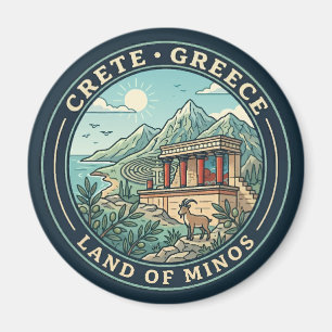 Kreta Griechenland Illustration Reise Kunst Abzeic Magnet