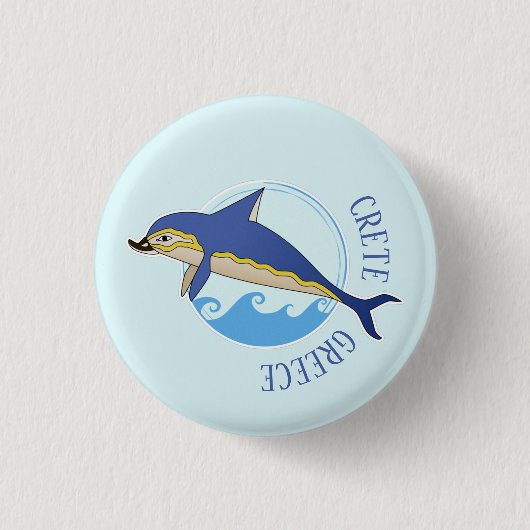 Kreta, Griechenland Minoan Delphin & Waves Button (Vorderseite)