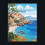 Kreta Griechenland Reisen Kunst Vintag Postkarte<br><div class="desc">Kreatives Retro-Vektordesign. Kreta ist die größte Insel Griechenlands und die fünftgrößte im Mittelmeer.</div>