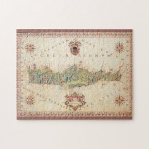 Kreta Griechenland Vintage Dekorative Karte Puzzle