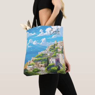 Kreta Griechenland Vintage Kunst Reise Illustratio Tasche