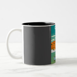 Kreta Griechenland Vintage Minimal Retro Reisepost Zweifarbige Tasse