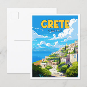 Kreta Griechenland Vintage-Reiseillustration Postkarte