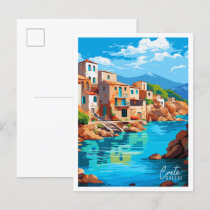 Kreta Griechenland Vintage-Reiseillustration Postkarte
