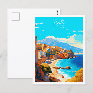 Kreta Griechenland Vintage-Reiseort-Illustration Postkarte