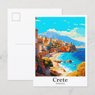 Kreta Griechenland Vintage Reiseporträt Postkarte