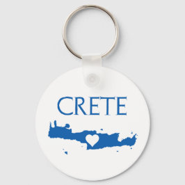 Kreta Karte mit Herz blau und weiß Schlüsselanhänger