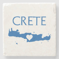 Kreta Karte mit Herz blau und weiß