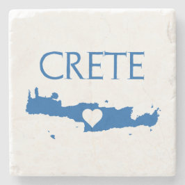 Kreta Karte mit Herz blau und weiß Steinuntersetzer