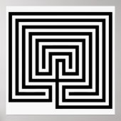 Kreta Labyrinth in Schwarzweiß Poster (Vorne)