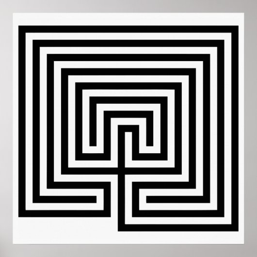 Kreta Labyrinth in Schwarzweiß Poster (Vorne)