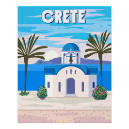 Kreta Poster Travel, griechische weiße Kirche