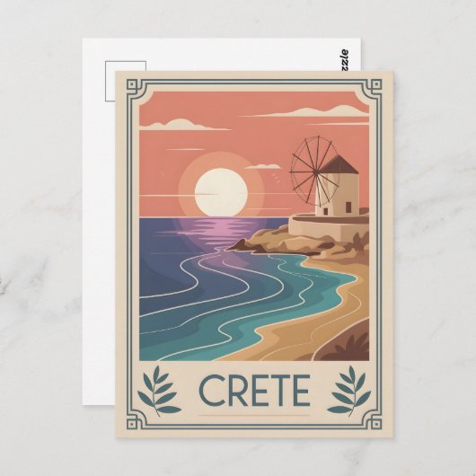 Kreta Vintag minimalistisch Postkarte (Vorne/Hinten)