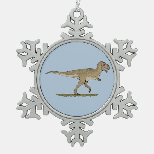 Kretakeale Dinosaurier Tyrannosaurus rex Schneeflocken Zinn-Ornament (Vorderseite)