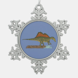 Kretakhaltiger Dinosaurier Spinosaurus Schneeflocken Zinn-Ornament