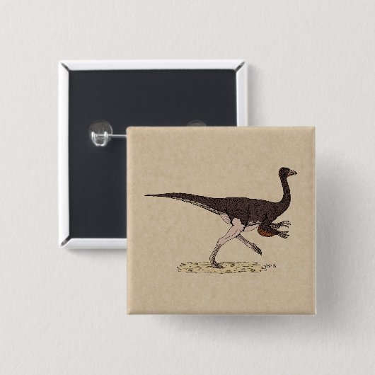 Kretakischer Dinosaurier Ornithomimus Button (Vorne & Hinten)