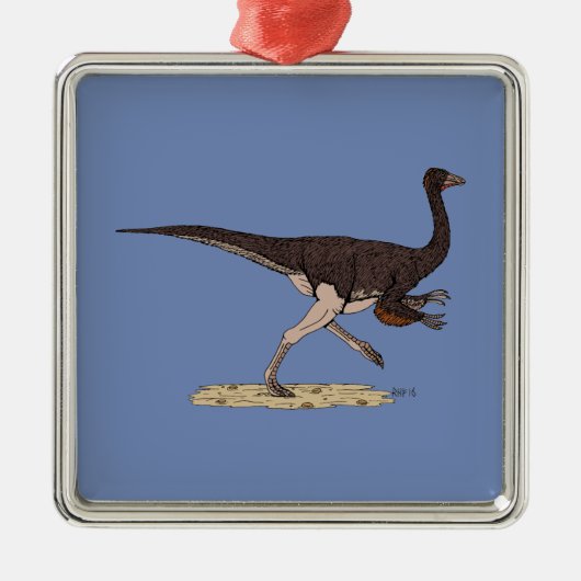 Kretakischer Dinosaurier Ornithomimus Silbernes Ornament (Vorne)