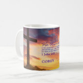 Kreuz an der Dusk Scripture Personalisiert Kaffeetasse (Vorderseite Links)