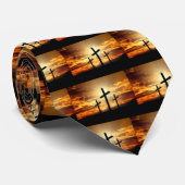 Kreuz an der Sonnenuntergang-Krawatte Krawatte (Gerollt)