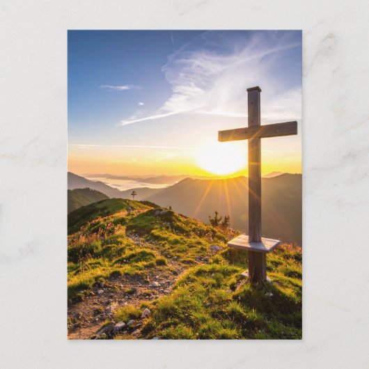 Kreuz auf dem Hügel Postkarte (Vorderseite)