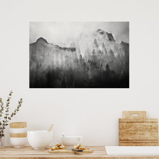 Kreuz auf den Foggy Mountains Poster (Küche)