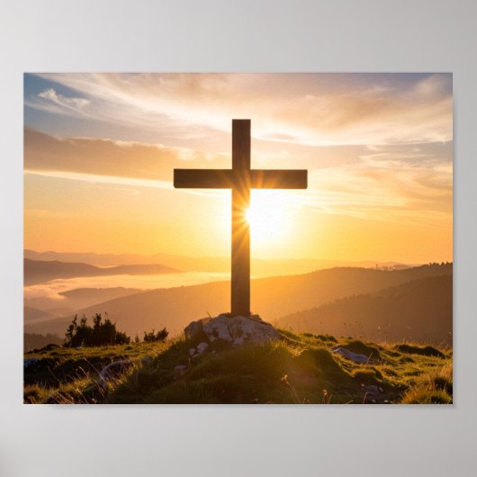 Kreuz auf einem Hügel Poster (Vorne)