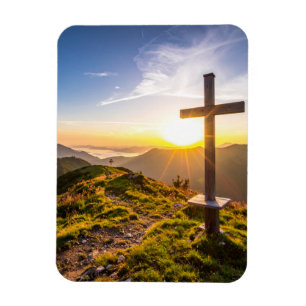 Kreuz auf Hügel Magnet