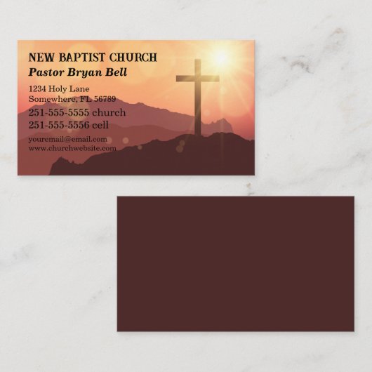 Kreuz auf Pastor oder Deacon Visitenkarte (Vorne/Hinten)