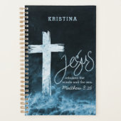 Kreuz auf Raging Water Bible Verse Personalisiert Planer (Vorderseite)
