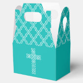 Kreuz auf Robin's Egg Blue First Communion Geschenkschachtel (Geöffnet)