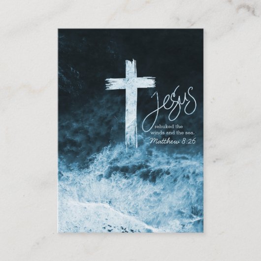 Kreuz auf Wasser Dark Blue Lesezeichen Bible Scrip Hinweiskarte (Vorderseite)