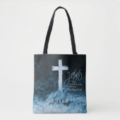Kreuz auf Wasser Dunkelblaue Schrift Personalisier Tasche (Vorderseite)