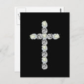 Kreuz aus Silber und Weißen Rosen Postkarte (Vorne/Hinten)