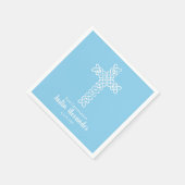 Kreuz | Baby Blue Communion Taufen Christening Serviette (Ecke)