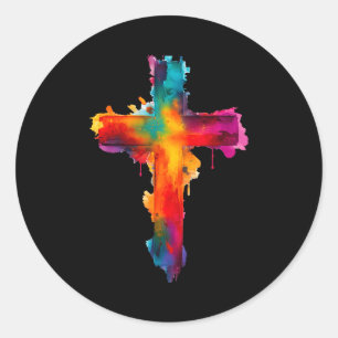 Kreuz christlicher religiöser Glaube Gesegneter Gl Runder Aufkleber