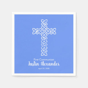 Kreuz Cornflower Blue Communion Taufe Christen Serviette