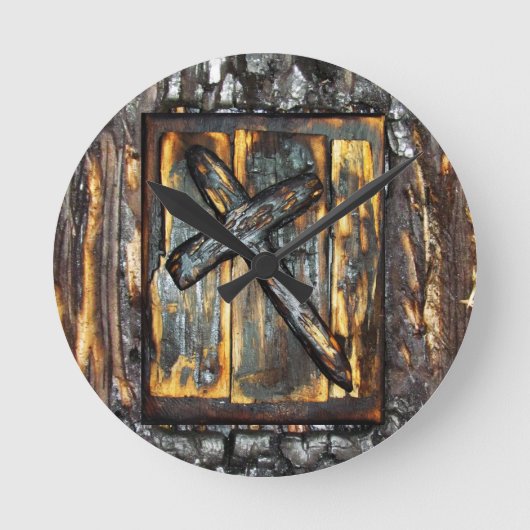 Kreuz der Apokalypse Runde Wanduhr (Vorderseite)