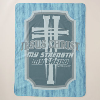 Kreuz der Nägel auf Schild Psalm 28:7 Bibel-Design Sherpadecke