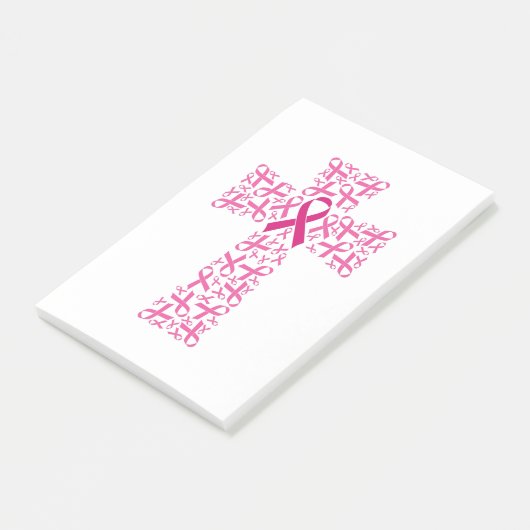 Kreuz des Brustkrebs Post-it Klebezettel (angewinkelt)